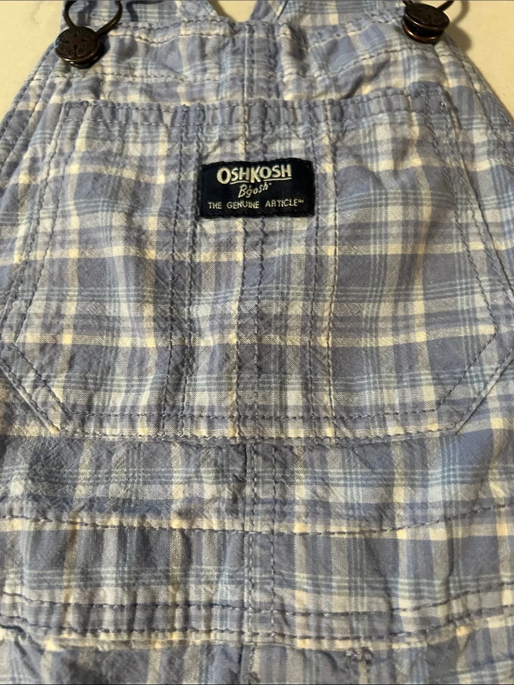 OshKosh B'gosh Gray Tee with Yellow Logo + Blue Plaid & Floral Overalls Set